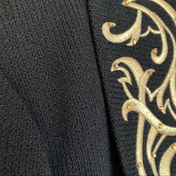 SOLD St. John Evening knit blazer embellished formal jacket black with gold 4 - Picture 5 of 12